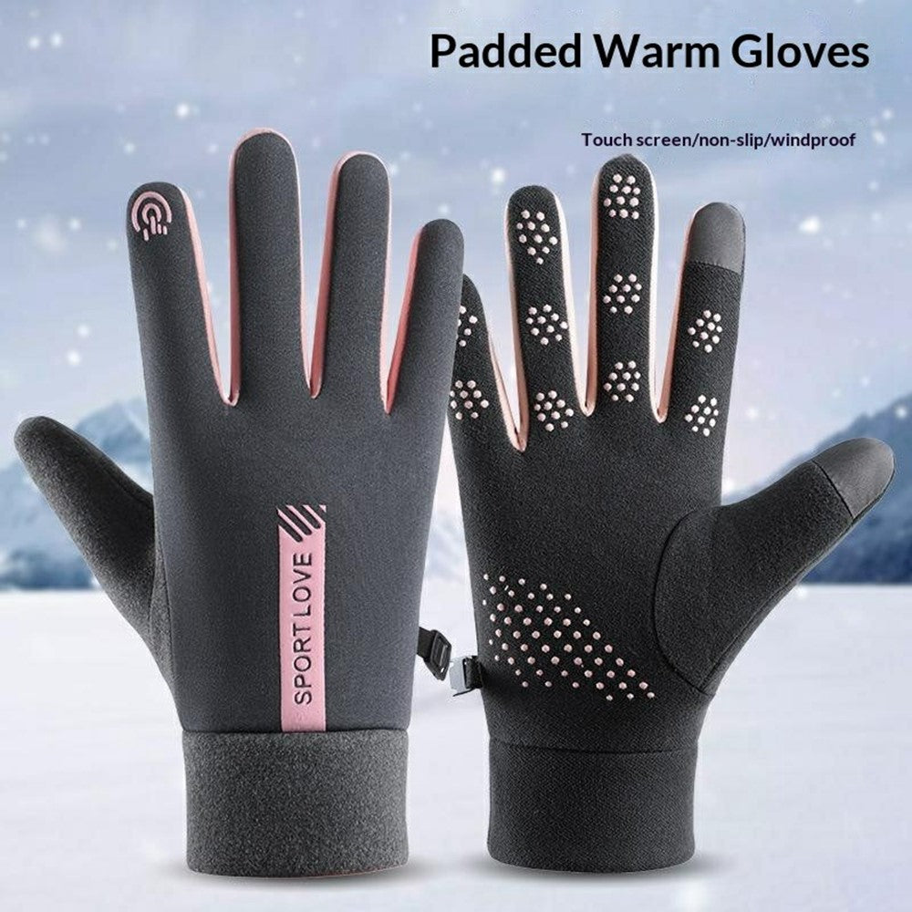 1 Pair Unisex Winter Gloves Fleece Thermal Waterproof Touchscreen Gloves for Outdoor Sports