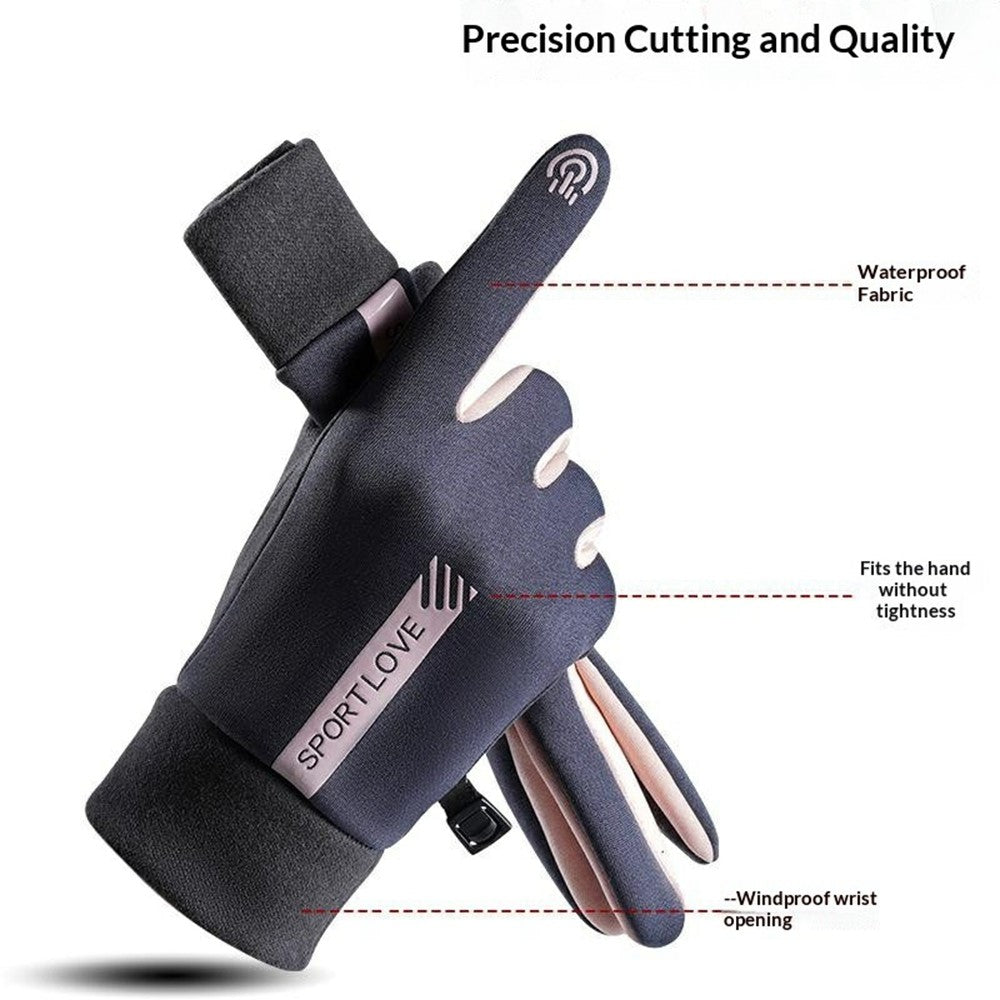 1 Pair Unisex Winter Gloves Fleece Thermal Waterproof Touchscreen Gloves for Outdoor Sports