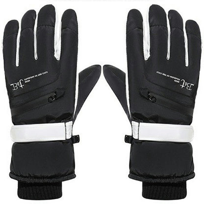 1 Pair Unisex Winter Touchscreen Zipper Gloves Waterproof Fleece Liner Anti-slip PU Palm Mittens for Outdoor Sports