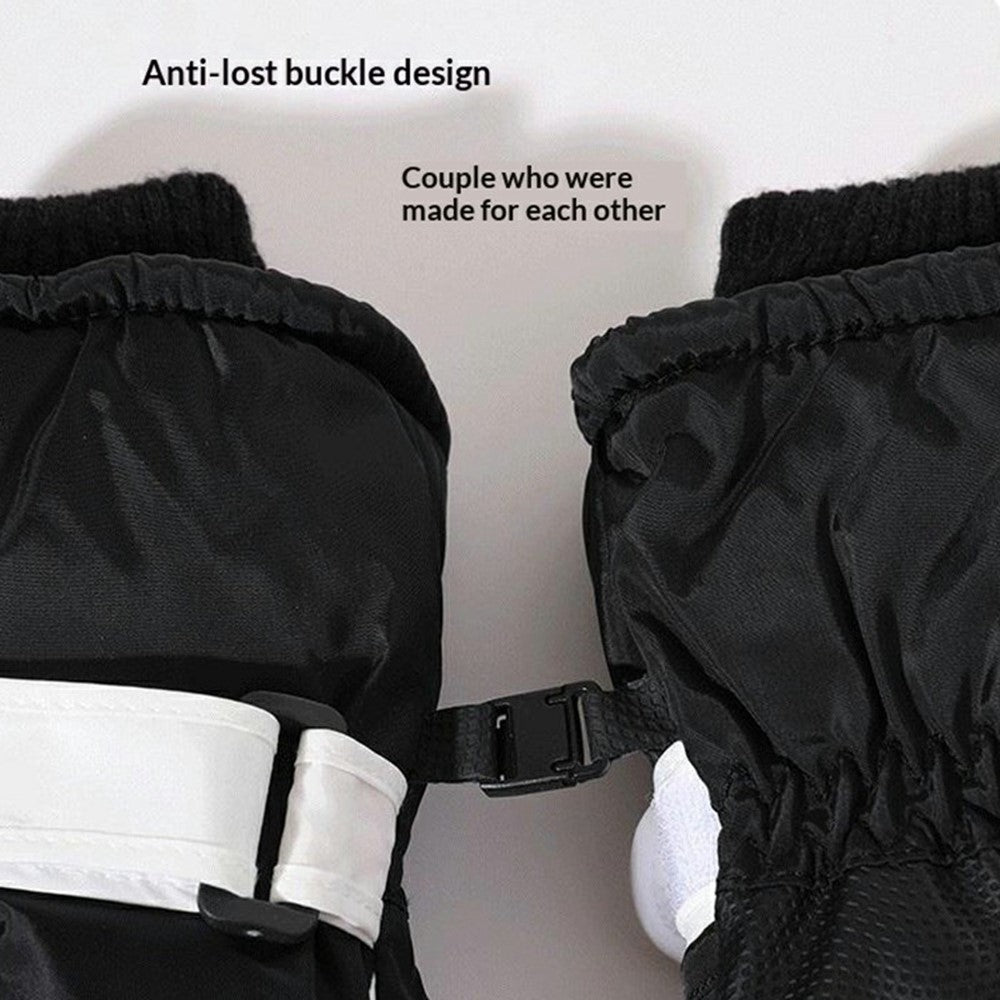 1 Pair Unisex Winter Touchscreen Zipper Gloves Waterproof Fleece Liner Anti-slip PU Palm Mittens for Outdoor Sports