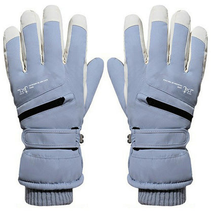 1 Pair Unisex Winter Touchscreen Zipper Gloves Waterproof Fleece Liner Anti-slip PU Palm Mittens for Outdoor Sports