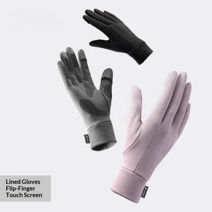 GOLOVEJOY 1 Pair Size M 7-8cm Palm Width Winter Ski Liner Gloves Flip-Top Touchscreen Anti-slip Mittens for Running Cycling