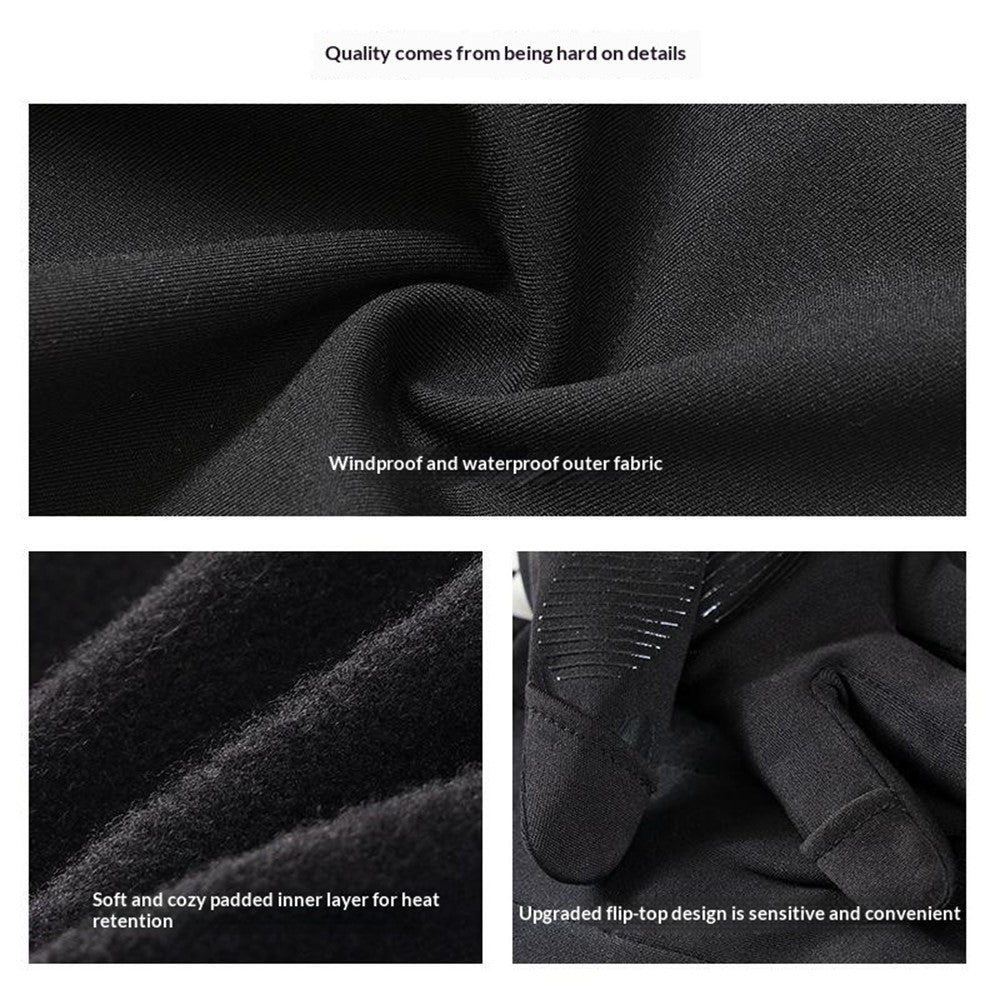 GOLOVEJOY 1 Pair Size XXL 10-11cm Palm Width Winter Ski Liner Gloves Flip-Top Touchscreen Anti-slip Mittens for Running Cycling