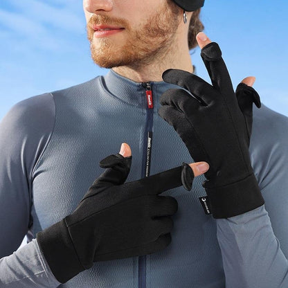 GOLOVEJOY 1 Pair Size XXL 10-11cm Palm Width Winter Ski Liner Gloves Flip-Top Touchscreen Anti-slip Mittens for Running Cycling