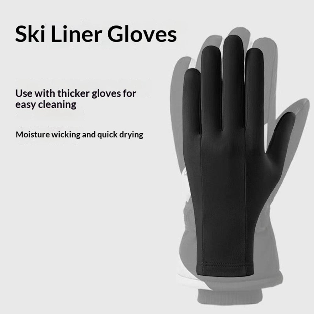 1 Pair Ski Liner Gloves Touchscreen Winter Thermal Fleece Waterproof Non-slip Mittens for Cycling Riding