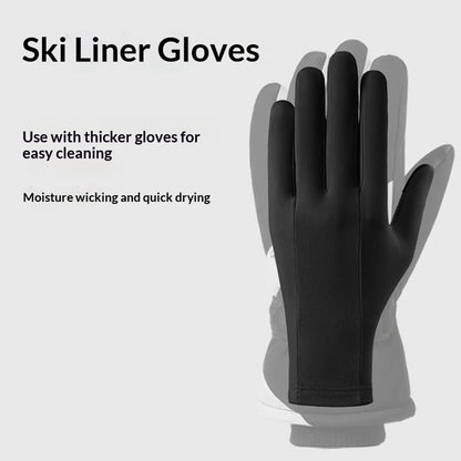 1 Pair Ski Liner Gloves Touchscreen Winter Thermal Fleece Waterproof Non-slip Mittens for Cycling Riding