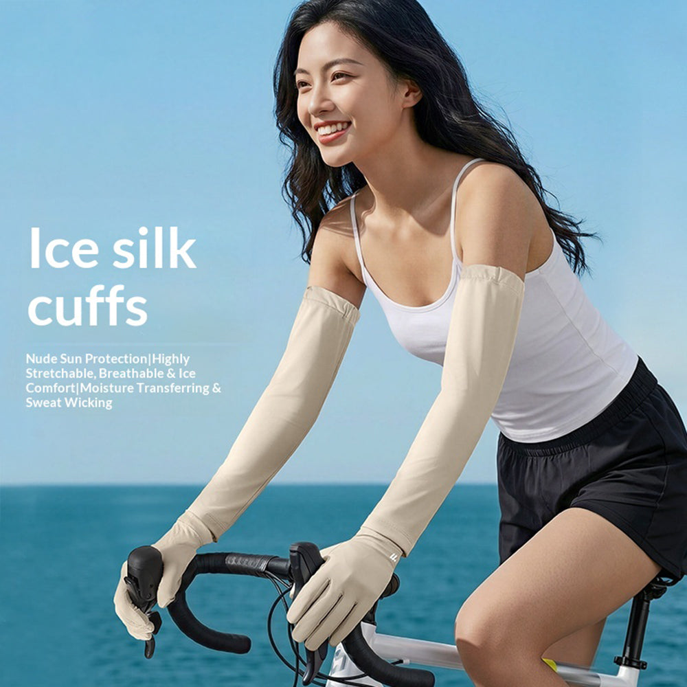 WEST BIKING YP0211284 Summer UV Protection Ice Silk Arm Sleeves with Flip-Top Touchscreen Gloves for Cycling Driving