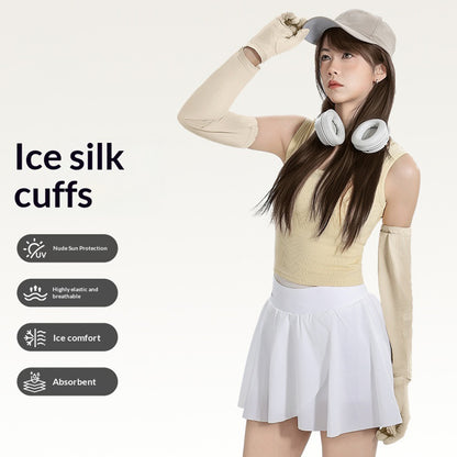WEST BIKING YP0211284 Summer UV Protection Ice Silk Arm Sleeves with Flip-Top Touchscreen Gloves for Cycling Driving