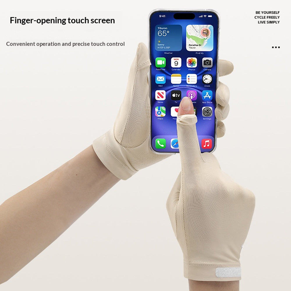 WEST BIKING YP0211284 Summer UV Protection Ice Silk Arm Sleeves with Flip-Top Touchscreen Gloves for Cycling Driving