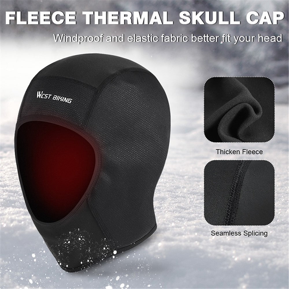 WEST BIKING YP0201257 Fleece Skull Cap Windproof Thermal Winter Scarf Elastic Cycling Motorcycle Helmet Liner Warm Running Hat Head Cover