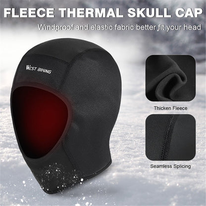 WEST BIKING YP0201257 Fleece Skull Cap Windproof Thermal Winter Scarf Elastic Cycling Motorcycle Helmet Liner Warm Running Hat Head Cover