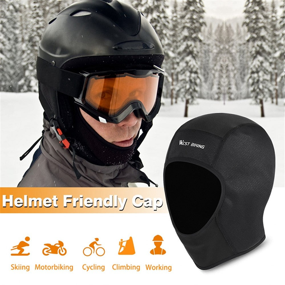 WEST BIKING YP0201257 Fleece Skull Cap Windproof Thermal Winter Scarf Elastic Cycling Motorcycle Helmet Liner Warm Running Hat Head Cover