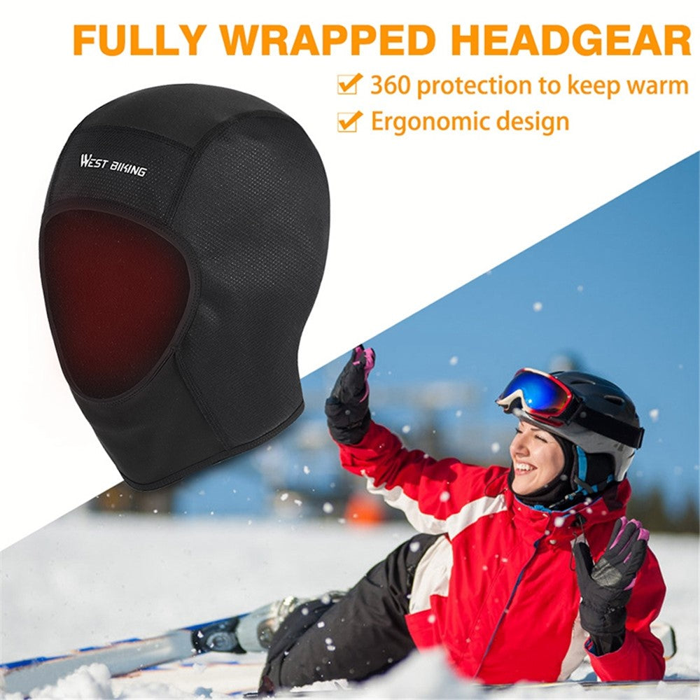 WEST BIKING YP0201257 Fleece Skull Cap Windproof Thermal Winter Scarf Elastic Cycling Motorcycle Helmet Liner Warm Running Hat Head Cover