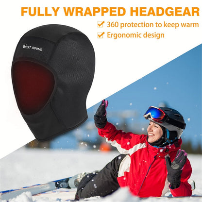 WEST BIKING YP0201257 Fleece Skull Cap Windproof Thermal Winter Scarf Elastic Cycling Motorcycle Helmet Liner Warm Running Hat Head Cover