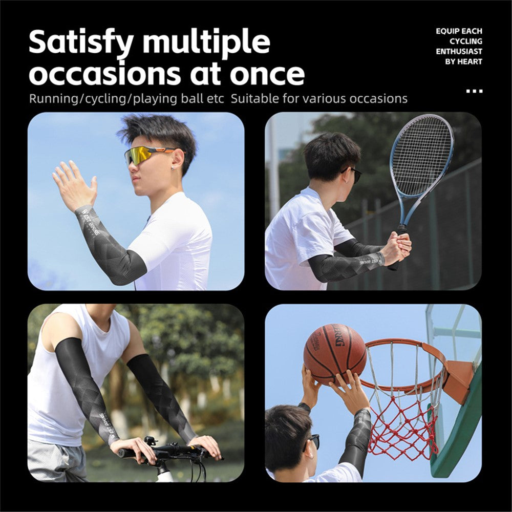 WEST BIKING YP0212124 1 Pair Men Ice Silk Cycling Travel Sleeves Summer Sunscreen UV Protection Sleeves