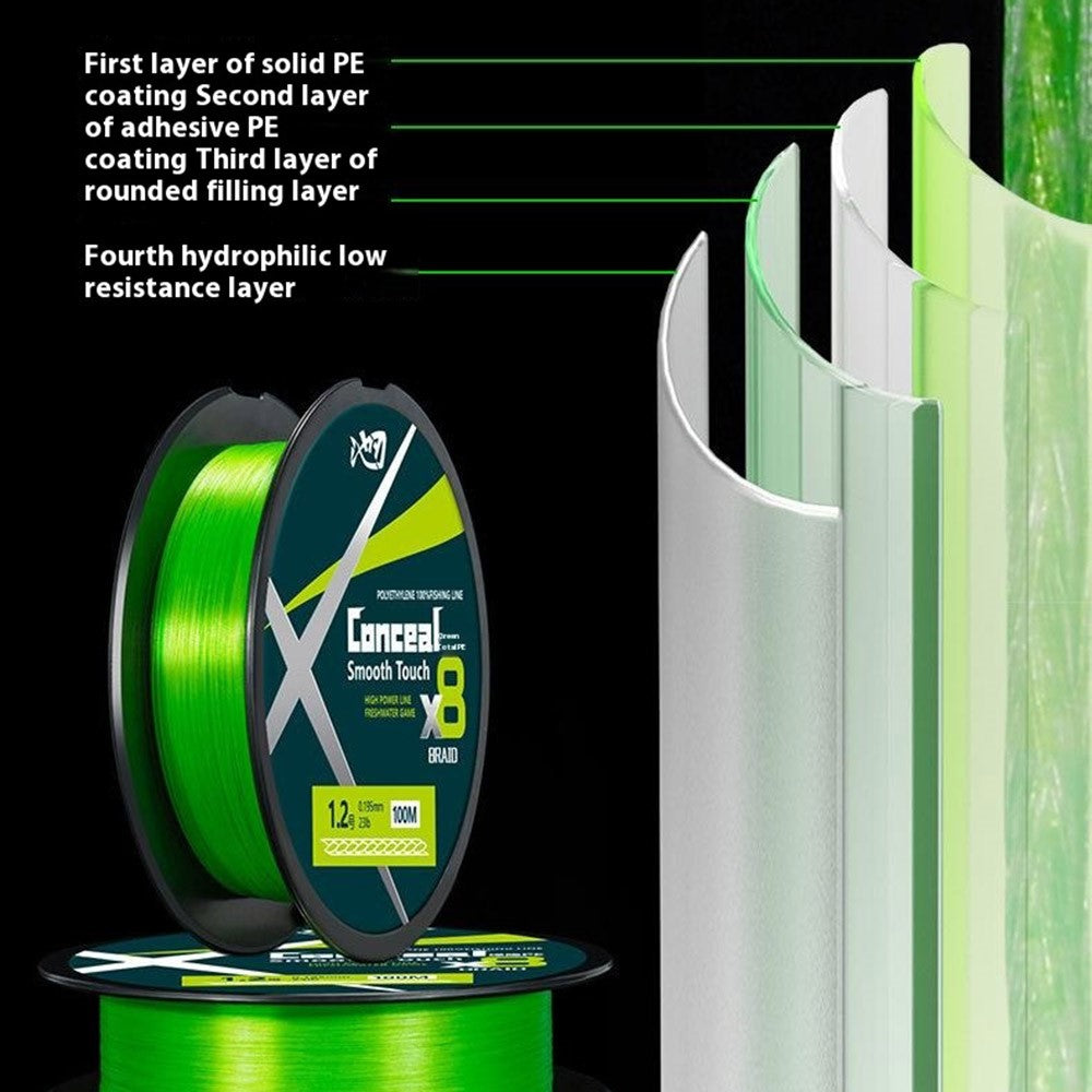 150m Length 8 Strands Braided Fishing Line Green Super Strong PE Smooth Touch Fishing Line