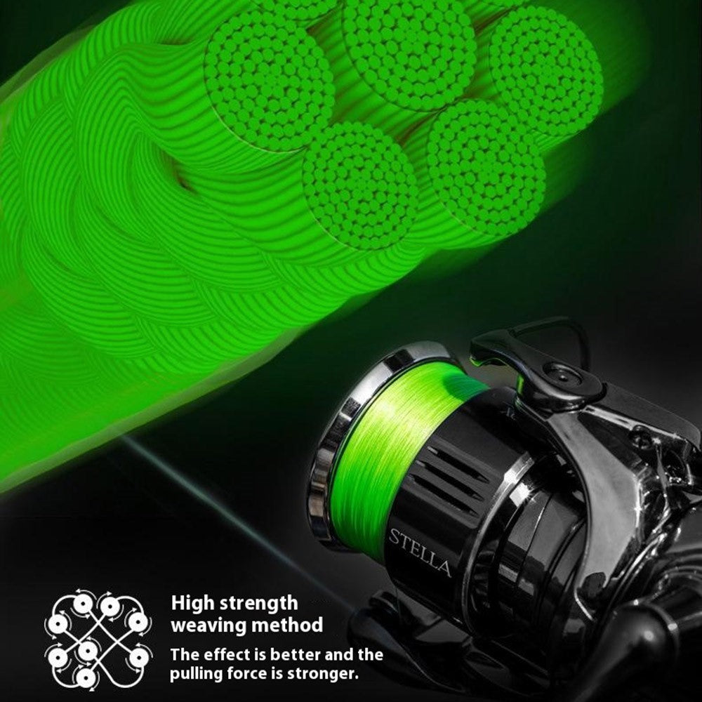 100m Length 8 Strands Braided Fishing Line Green Super Strong PE Smooth Touch Fishing Line