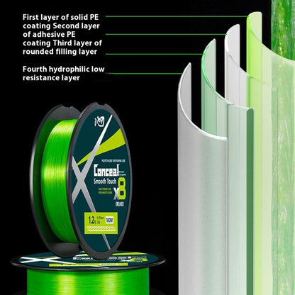 100m Length 8 Strands Braided Fishing Line Green Super Strong PE Smooth Touch Fishing Line