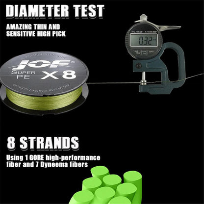 JOF 100m 0.8# High Strength PE 8 Strand Fishing Line Anti-bite Braided Fishing Wire