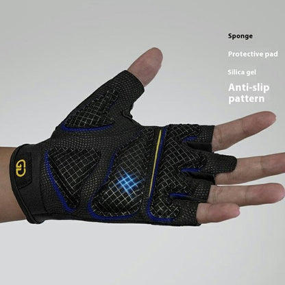 GOUNOD GL058 Non Slip Thickened Palm Protection Half Finger Gloves for Weightlifting Gym Fitness , Black / Size S