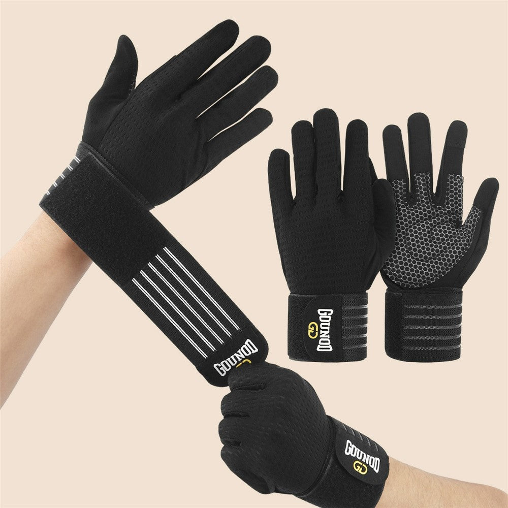GOUNOD GL045 Full Finger Fitness Gloves Breathable Wrist Support Weightlifting Gloves Size M