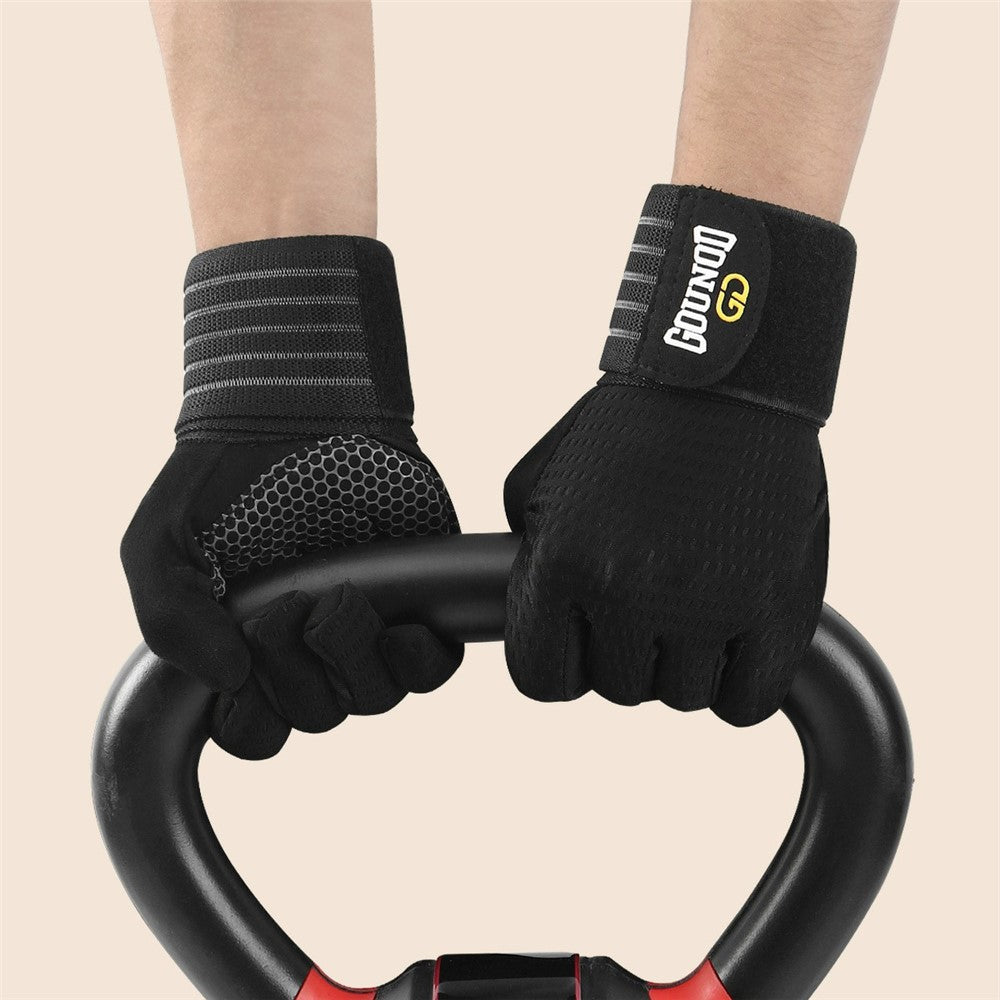 GOUNOD GL045 Full Finger Fitness Gloves Breathable Wrist Support Weightlifting Gloves Size L