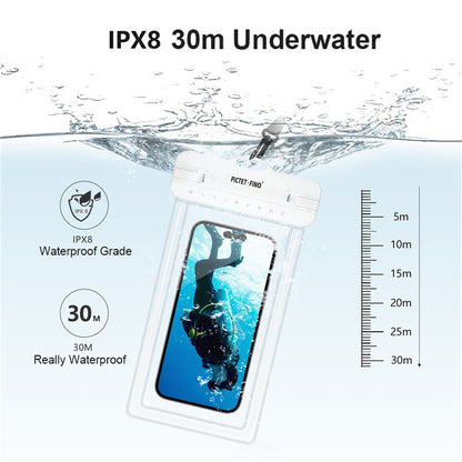 PICTET.FINO RH12 Large IPX8 Waterproof Phone Pouch for Under 8.2-inches Mobile Phone Dry Bag with Strap
