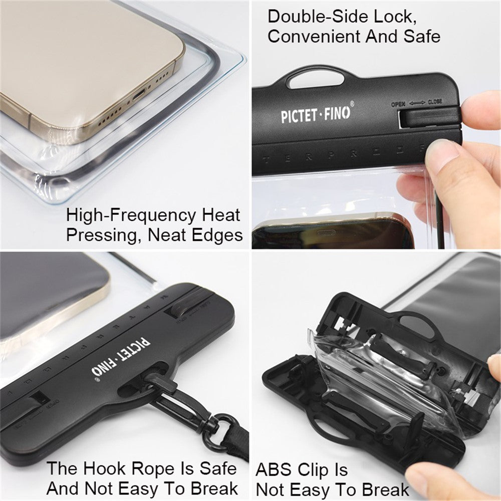 PICTET.FINO RH12 Large IPX8 Waterproof Phone Pouch for Under 8.2-inches Mobile Phone Dry Bag with Strap