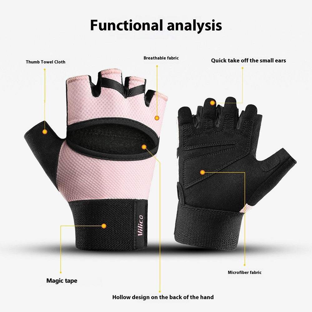 VILICO A0134 1 Pair Anti Slip Half Finger Workout Gloves Breathable Training Sports Gloves