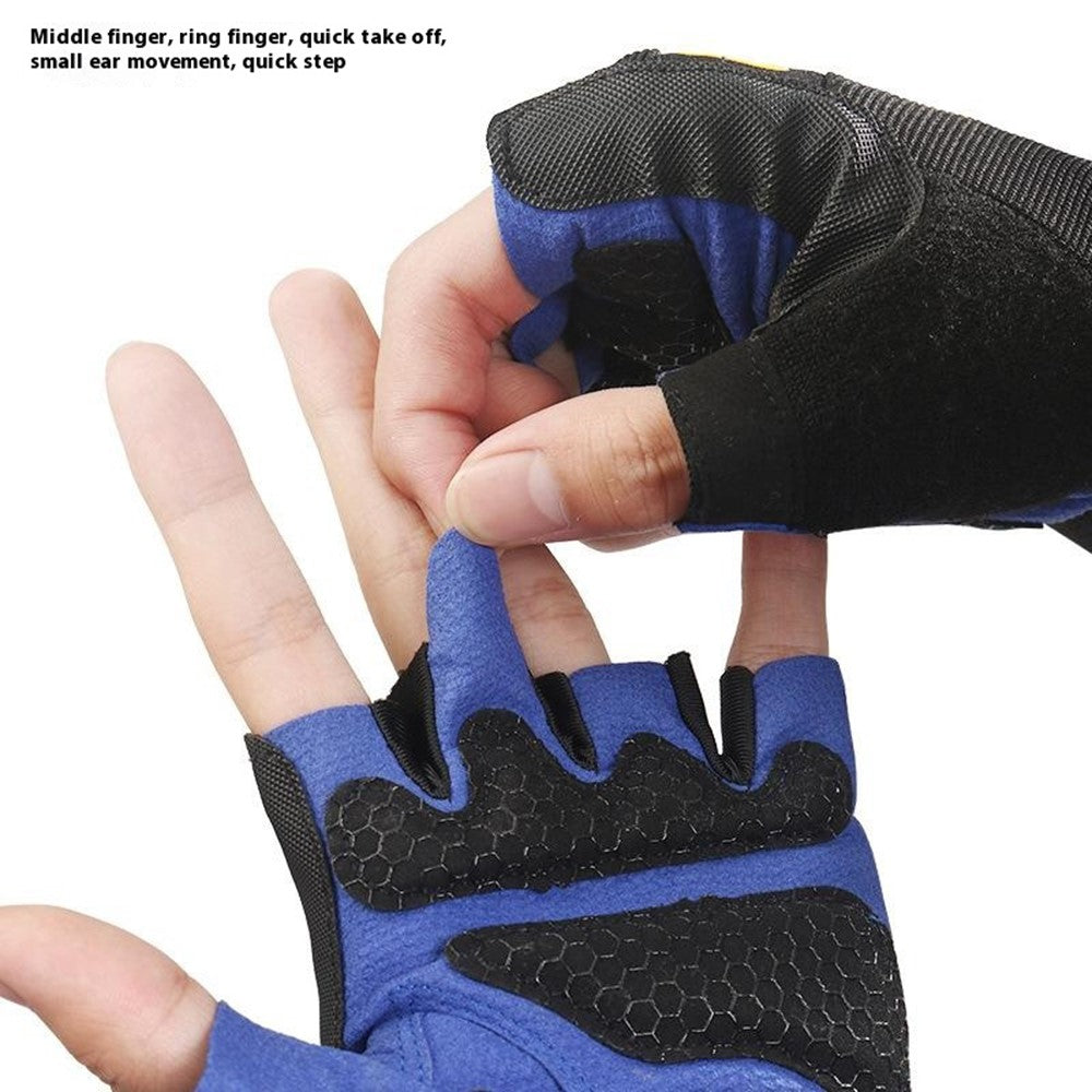 GOUNOD GL059 1 Pair Half Finger Workout Gloves Non Slip Honeycomb Compression Wrist Support Weightlifting Mittens