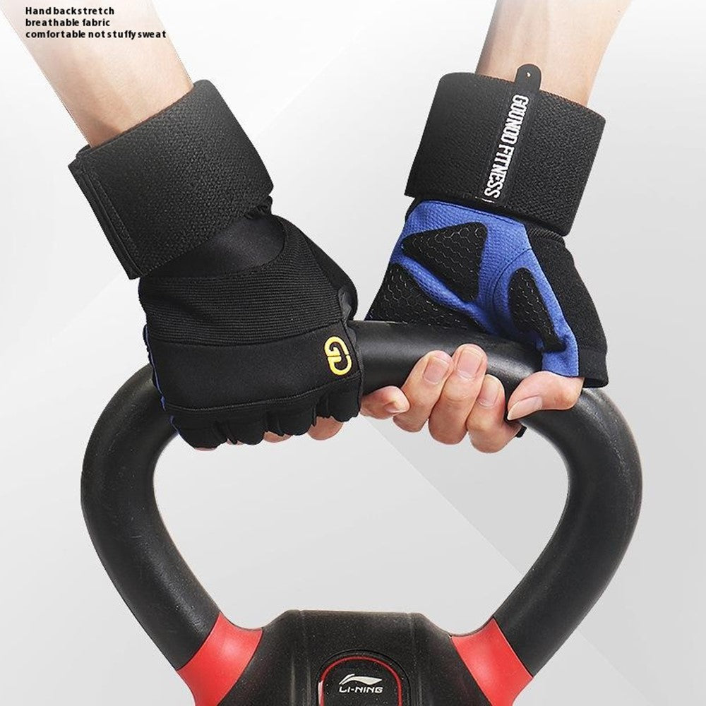 GOUNOD GL059 1 Pair Half Finger Workout Gloves Non Slip Honeycomb Compression Wrist Support Weightlifting Mittens