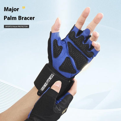 GOUNOD GL059 1 Pair Half Finger Workout Gloves Non Slip Honeycomb Compression Wrist Support Weightlifting Mittens