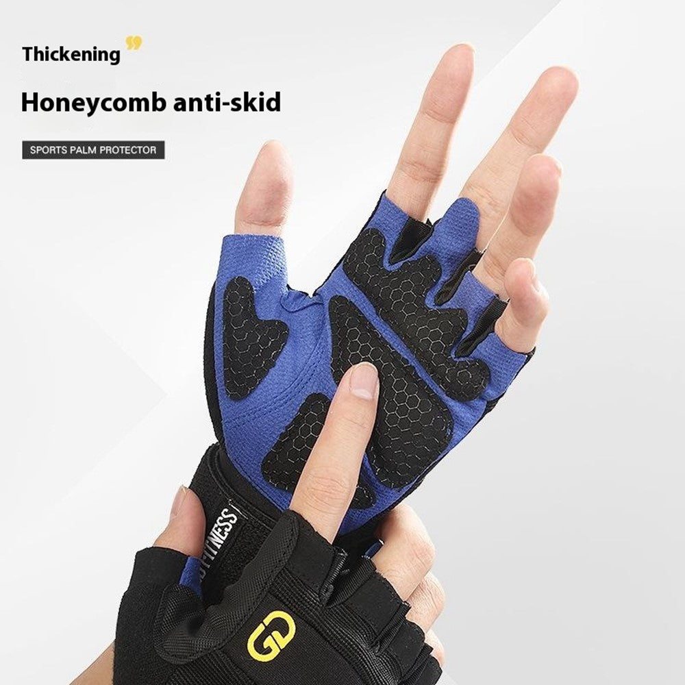 GOUNOD GL059 1 Pair Half Finger Workout Gloves Non Slip Honeycomb Compression Wrist Support Weightlifting Mittens