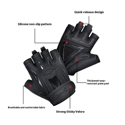 GOUNOD GL002 1 Pair Anti Slip Workout Gloves Shock Absorption Fitness Half Finger Gloves