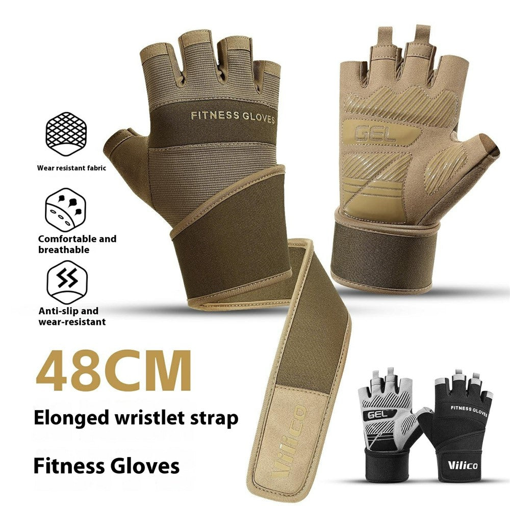 VILICO A0146 Fitness Half Finger Gloves Extended Wrist Strap Anti Slip Weightlifting Dumbbell Training Gloves