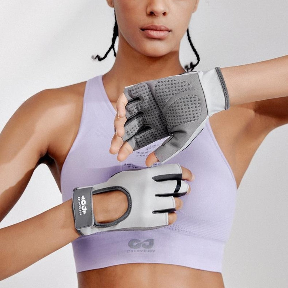 GOLOVEJOY XG84 1 Pair Half Finger Sport Fitness Gloves Anti Slip Shock Absorbing Open Back Mittens