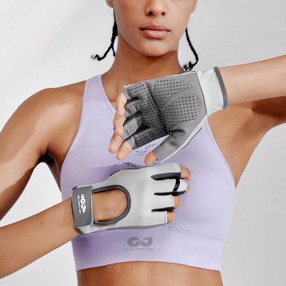 GOLOVEJOY XG84 1 Pair Half Finger Sport Fitness Gloves Anti Slip Shock Absorbing Open Back Mittens