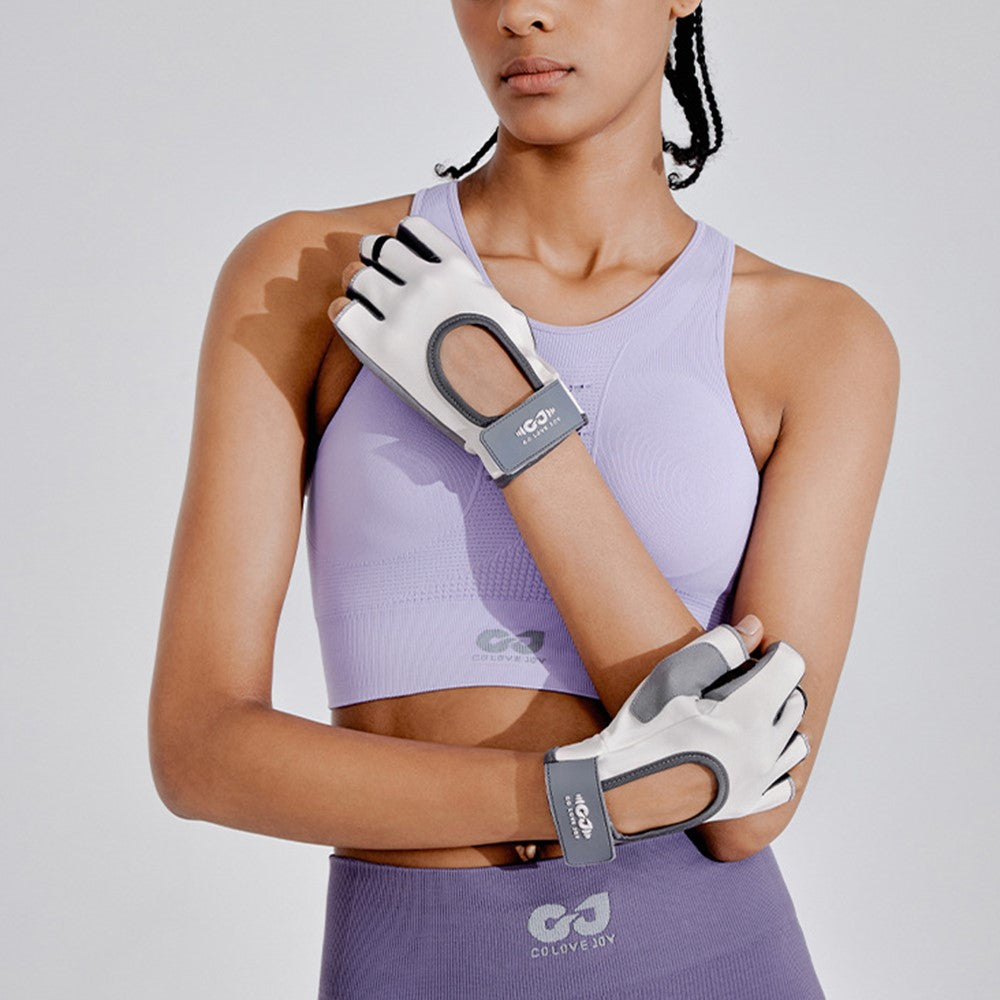 GOLOVEJOY XG84 1 Pair Half Finger Sport Fitness Gloves Anti Slip Shock Absorbing Open Back Mittens