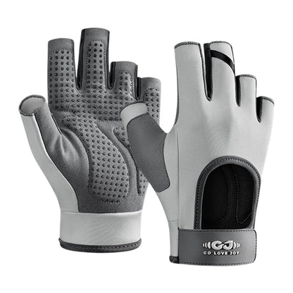 GOLOVEJOY XG84 1 Pair Half Finger Sport Fitness Gloves Anti Slip Shock Absorbing Open Back Mittens