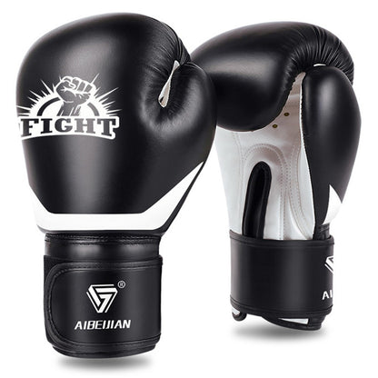 AIBEIJIAN 8oz Sports Boxing Gloves Muay Thai MMA Training Workout Kickboxing PU Mitts
