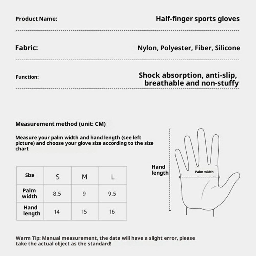 GOLOVEJOY XG66 Breathable Half Finger Gloves for Weightlifting Training Shock Absorbing Fitness Mittens