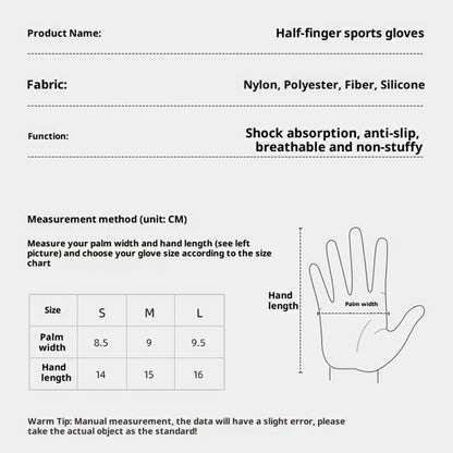 GOLOVEJOY XG66 Breathable Half Finger Gloves for Weightlifting Training Shock Absorbing Fitness Mittens