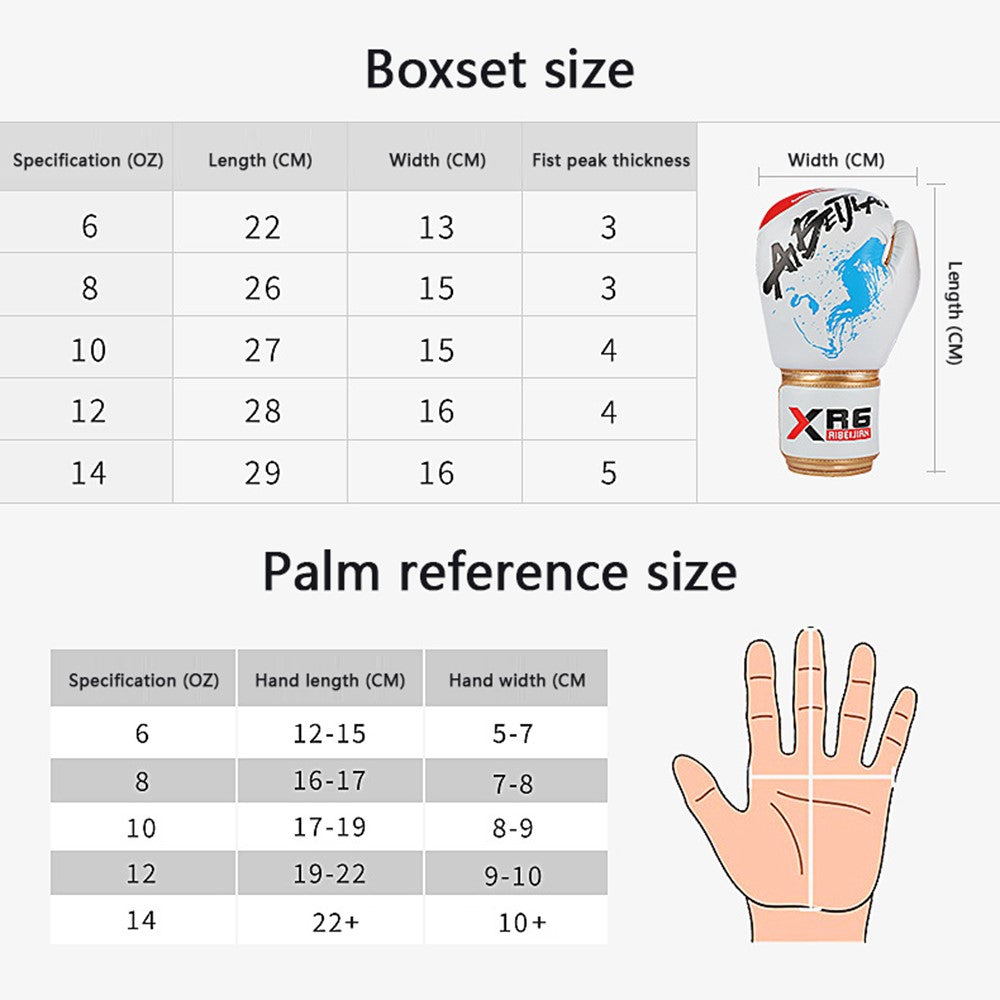 AIBEIJIAN 8oz PU Leather Boxing Gloves MMA Punch Bag Training Mitts for Muay Thai Kickboxing
