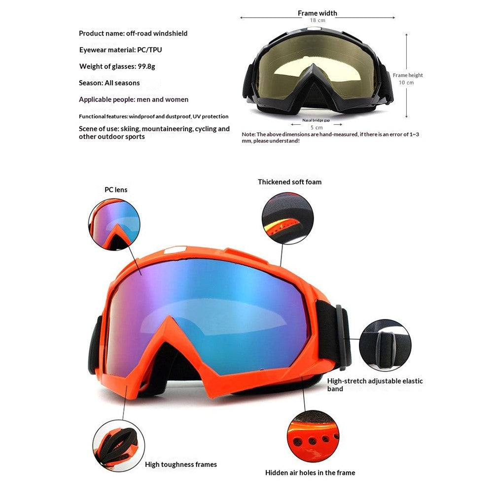 Outdoor Goggles PC Lens UV Protection Windproof Anti-Impact Glasses for Cycling Skiing Climbing Fishing