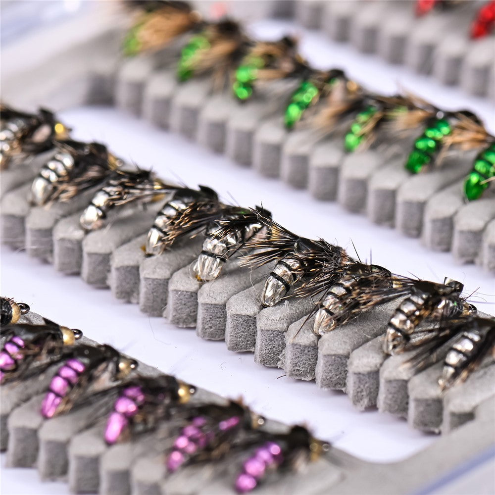 LEO 28254 50Pcs Fly Fishing Lures Kit Artificial Bait for Bass Trout Salmon Fishing Accessories