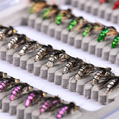 LEO 28254 50Pcs Fly Fishing Lures Kit Artificial Bait for Bass Trout Salmon Fishing Accessories