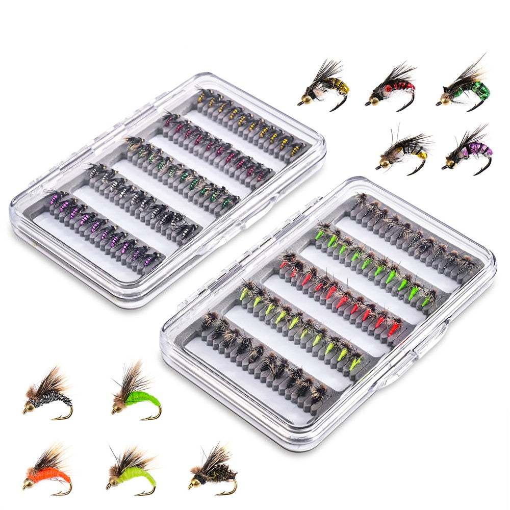 LEO 28254 50Pcs Fly Fishing Lures Kit Artificial Bait for Bass Trout Salmon Fishing Accessories