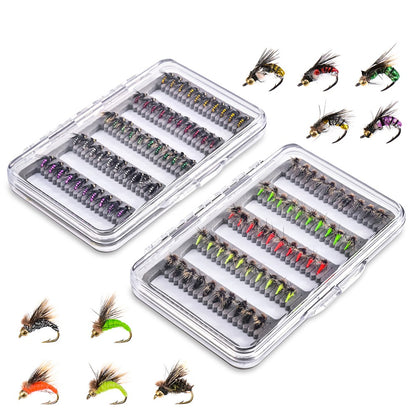 LEO 28254 50Pcs Fly Fishing Lures Kit Artificial Bait for Bass Trout Salmon Fishing Accessories