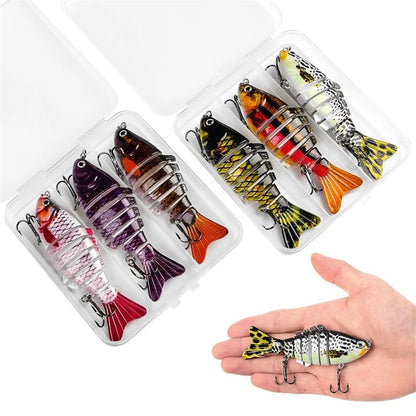 3Pcs 10cm 15g Fishing Lures Set Multi-Jointed Crankbait Hard Bait Artificial Lure with Storage Box