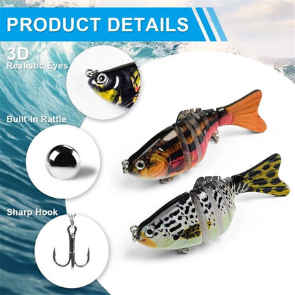 3Pcs 10cm 15g Fishing Lures Set Multi-Jointed Crankbait Hard Bait Artificial Lure with Storage Box